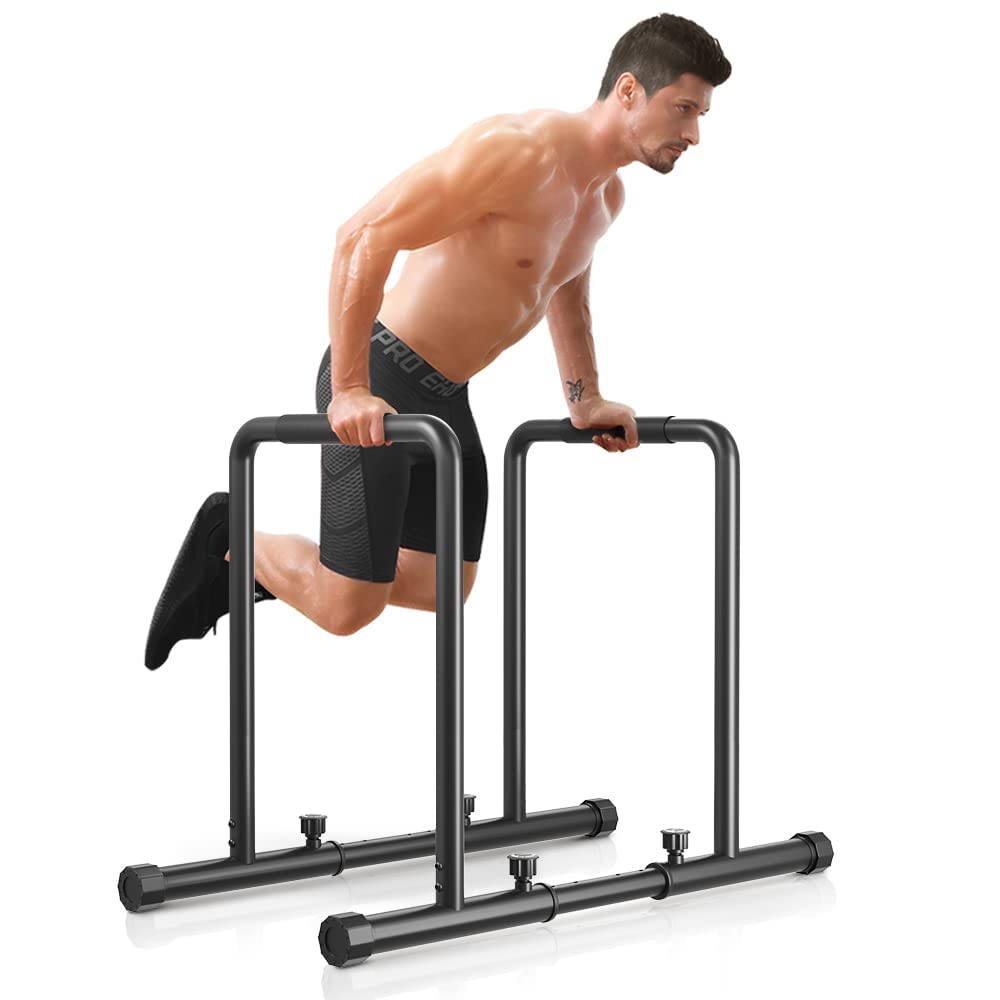 YOLEO Adjustable Dip Bars - 1100lbs Heavy Duty Parallettes Station