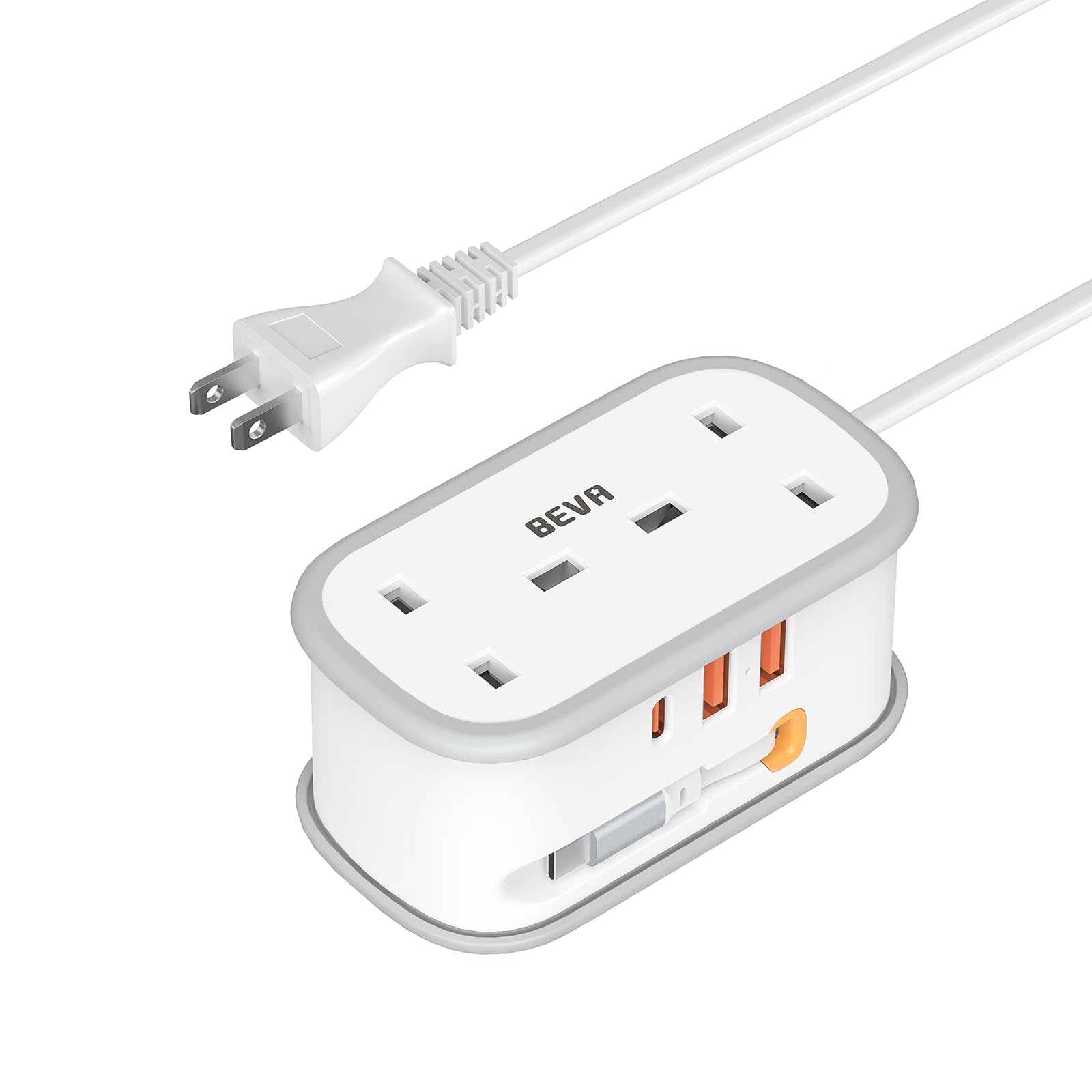 BEVA UK to Japan Plug Adapter – 1.5M Extension with Retractable USB C
