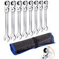 Qnkaa 8-Piece Flex-Head Ratchet Wrench Set – 9-17mm Metric Spanners