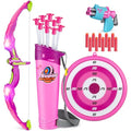 Own1one Kids 2-in-1 Archery Set with LED Lights and Foam Blaster - Pink