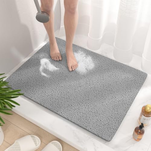 HITSLAM Non-Slip Loofah Shower Mat | Soft PVC Quick-Dry Bath Mat, 60x80cm