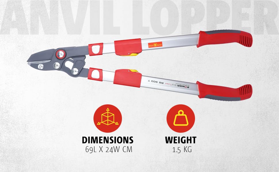 WOLF-Garten RS900T Telescopic Anvil Loppers – 50mm Heavy Duty Cut