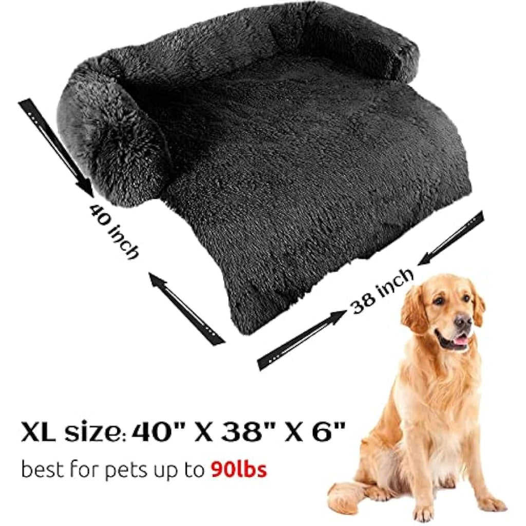 ANWA Plush Dog Sofa Bed Cover – Washable Non-Slip Furniture Protector