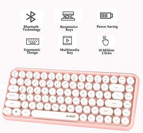 FELiCON 308i Retro Wireless Bluetooth Keyboard – 84-Key Typewriter – Pink