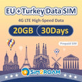 Europe & Turkey Travel SIM Card | 20GB 4G LTE Data | 30 Days
