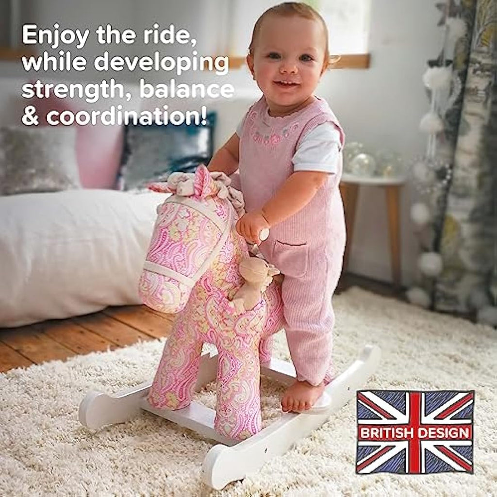 Little Bird Told Me Pixie & Fluff Rocking Horse – Pink Paisley Wooden Toy