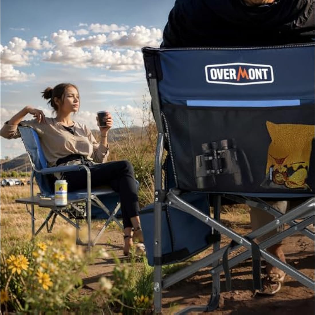 Overmont Heavy-Duty Directors Camping Chair with Side Table & Cooler