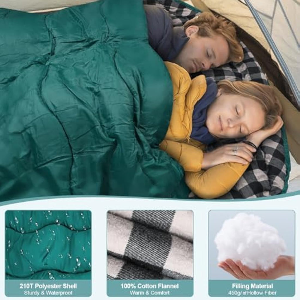 FORINBUY Double Sleeping Bag – Winter Cotton Flannel Queen Size 2 Person
