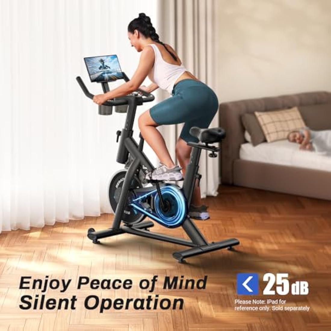 MERACH Stationary Exercise Bike – Quiet Indoor Cycling with App & LED