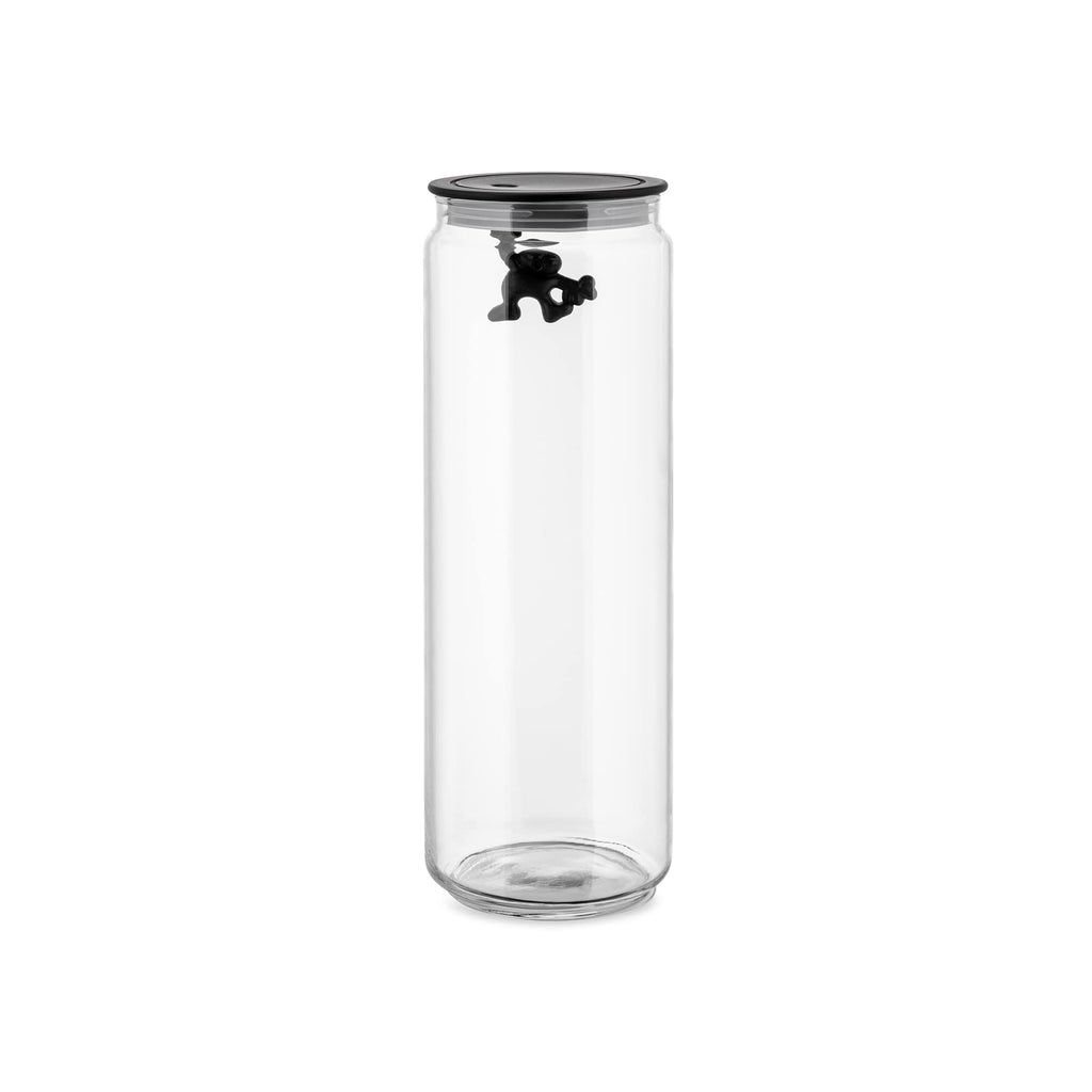Alessi Gianni Glass Kitchen Jar – Extra Large 2000ml Hermetic Box, Black