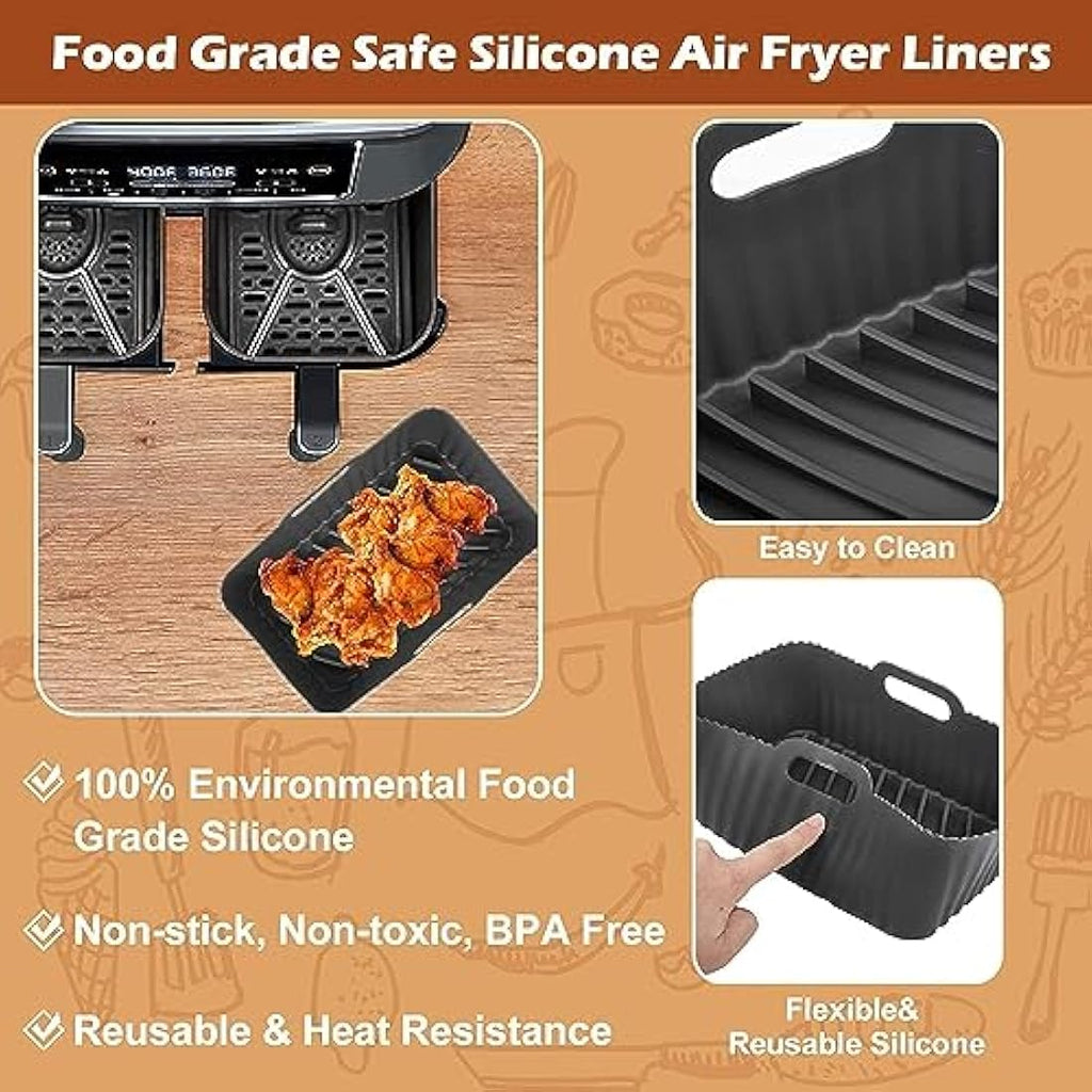 Reusable Silicone Air Fryer Liners for Ninja Dual AF400UK - 2 Pack