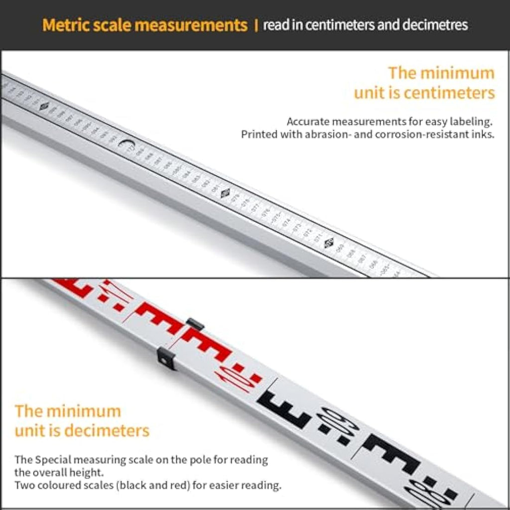 Firecore 3m Telescopic Levelling Staff | Aluminium Measuring Rod