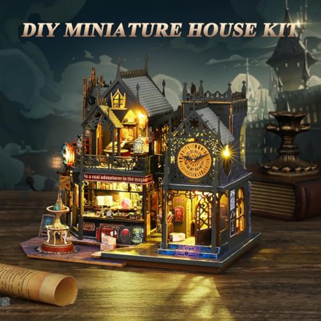 Jolof Store DIY Miniature Dollhouse Kit – Holo Magic City Wooden House