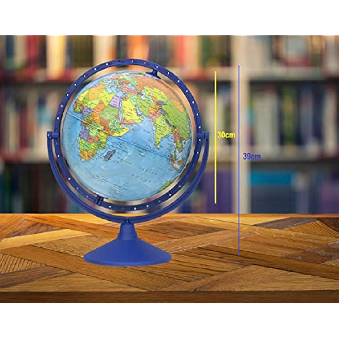TopGlobe 30cm Educational World Globe – 360° Rotating Desktop Map