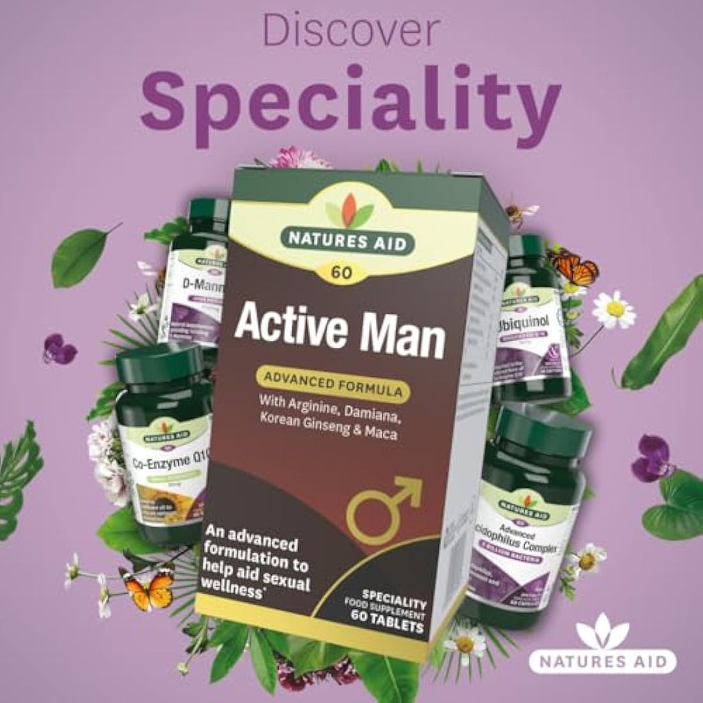 Natures Aid Active Man Supplement – Zinc, Maca & Ginseng – 60 Tablets