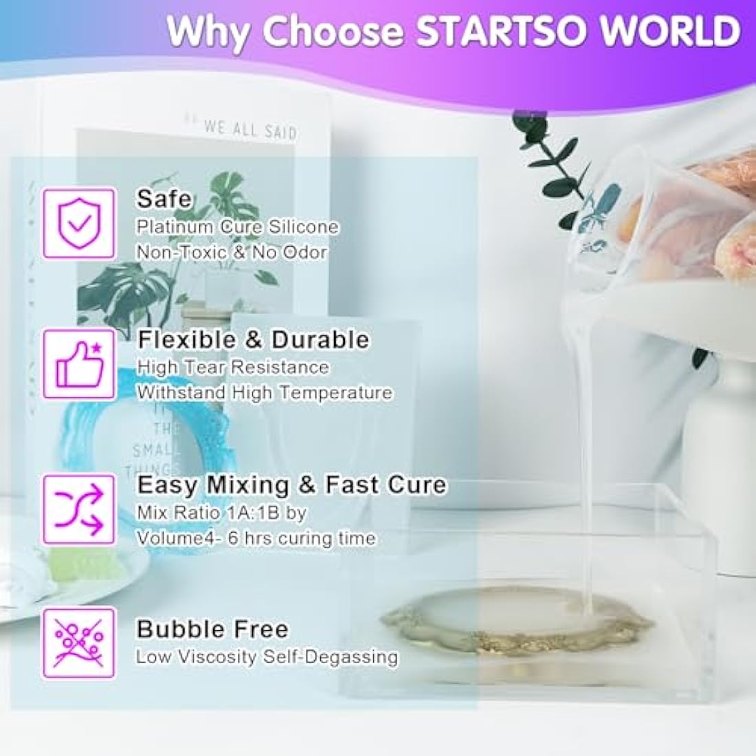 STARTSO WORLD Silicone Mold Making Kit – Food Safe Platinum Liquid Rubber