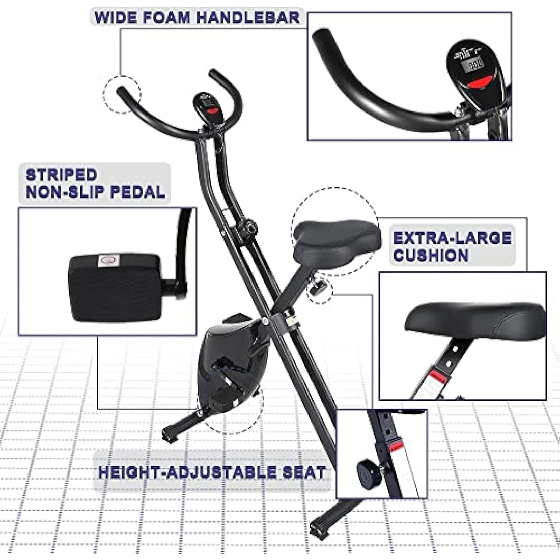 Jolof Store Mini Exercise Bike | Folding Magnetic Pedal Exerciser