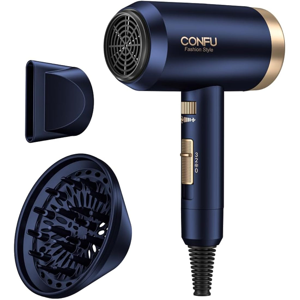 CONFU 1800W Ionic Hair Dryer | Ceramic Tourmaline Blow Dryer with Diffuser