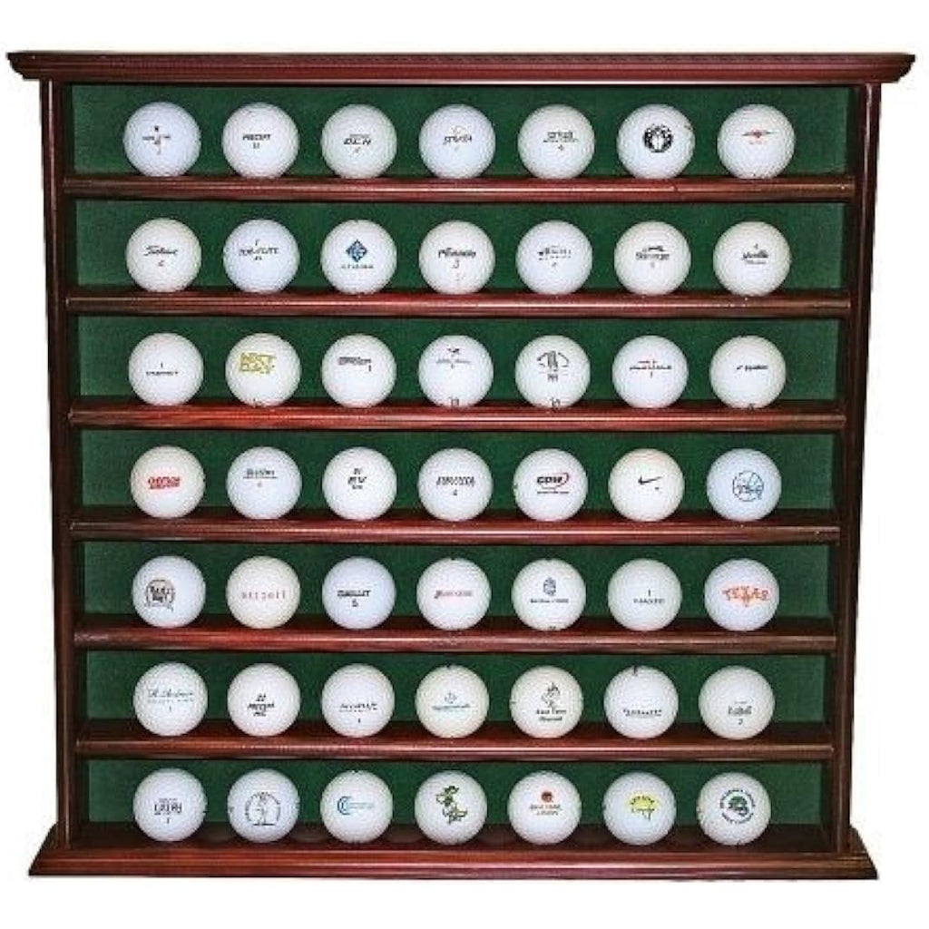 Longridge Golf Ball Display Cabinet – Wooden Wall Rack Holds 49 Balls