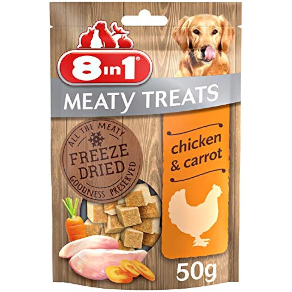 8in1 Meaty Treats Freeze Dried Chicken and Carrot Dog Snacks - 50g