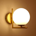 KRUIHAN Modern Gold Wall Sconce | Globe Glass Shade Indoor LED Wall Light