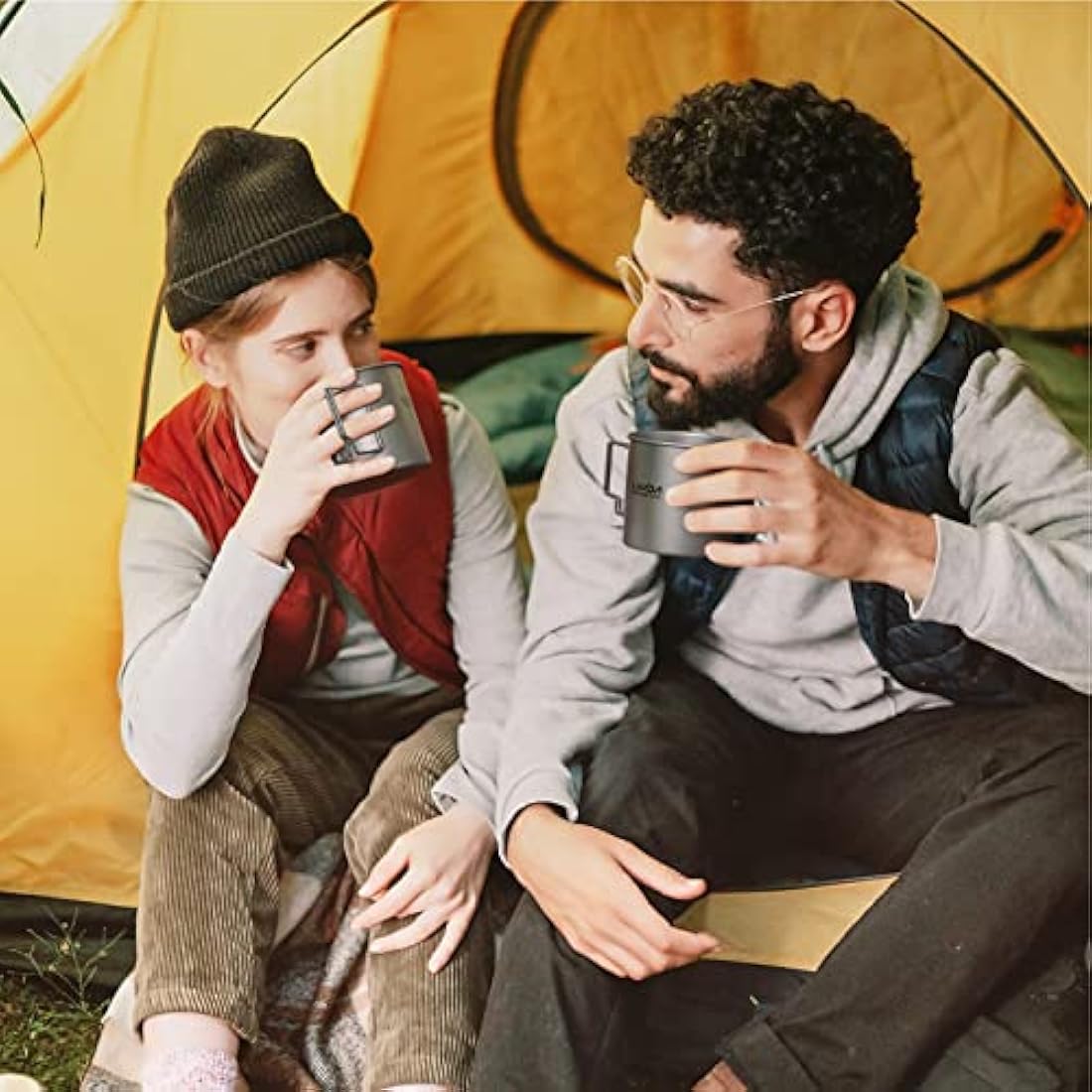 Lixada Titanium Camping Cup with Lid and Foldable Handle – Ultralight