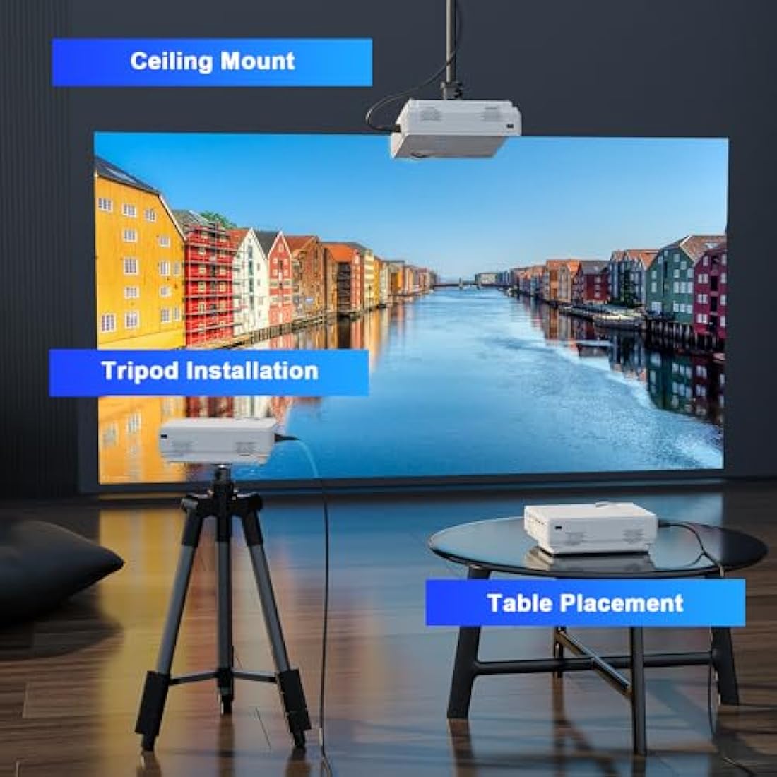 XuanPad Mini Projector | 14000L Portable 1080P HD Home Video Projector