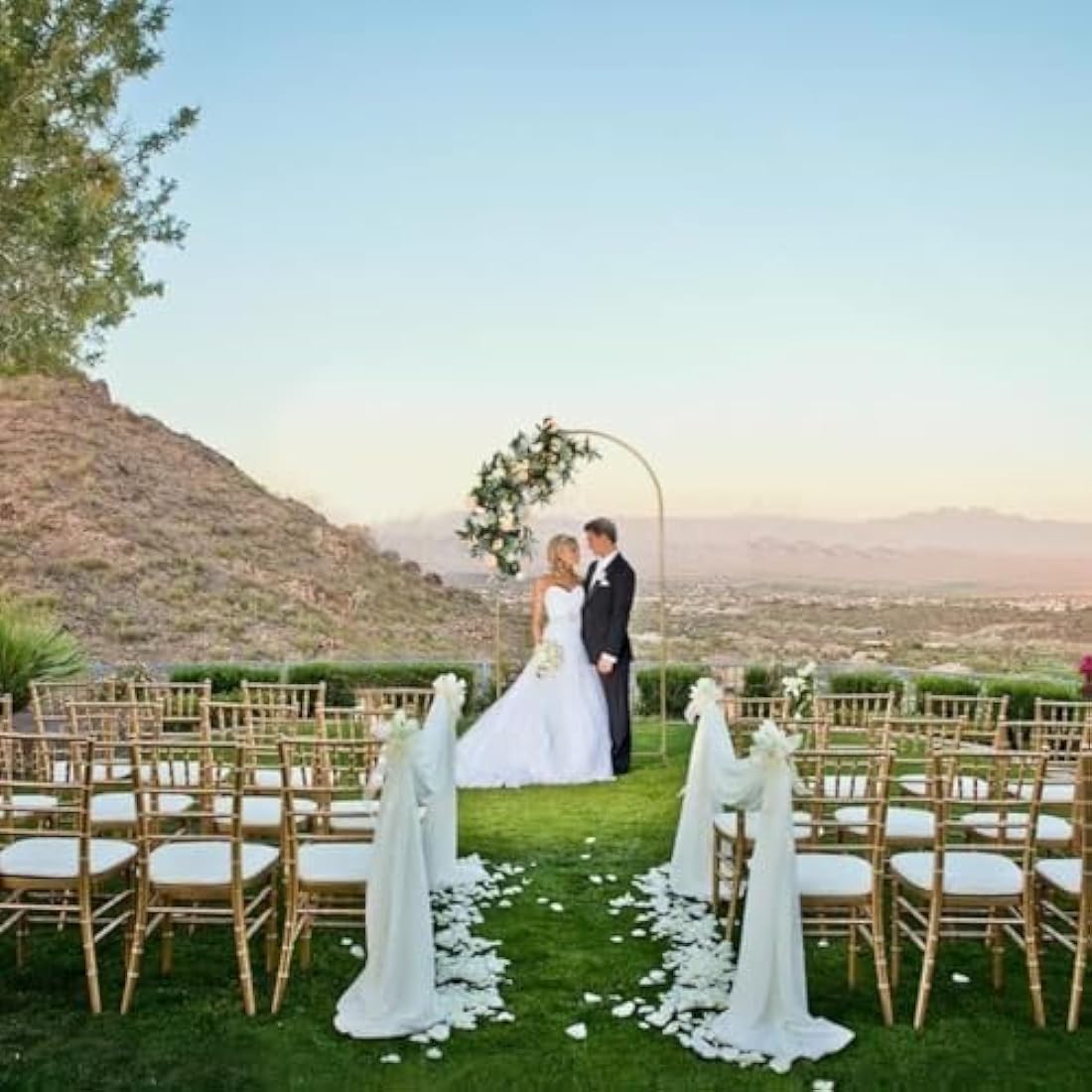 VINCIGANT 2M Gold Metal Wedding Arch Backdrop Stand for Party Decor