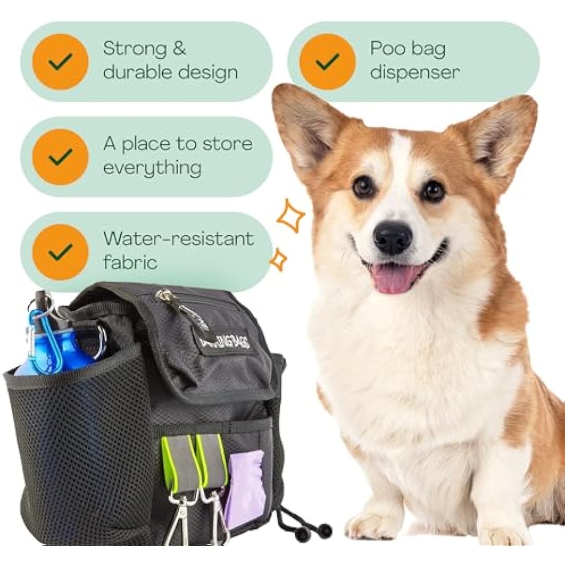 Barking Bags Original Dog Walking Bag – Waterproof Treat & Poop Bag Pouch