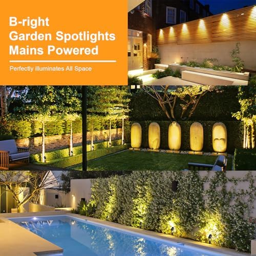 B-right Garden Spotlights | 6-Pack Mains Powered Waterproof Spike Lights