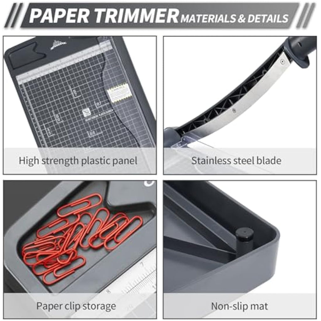 JIELISI 12-Inch Guillotine Paper Cutter | 12-Sheet Heavy Duty Trimmer