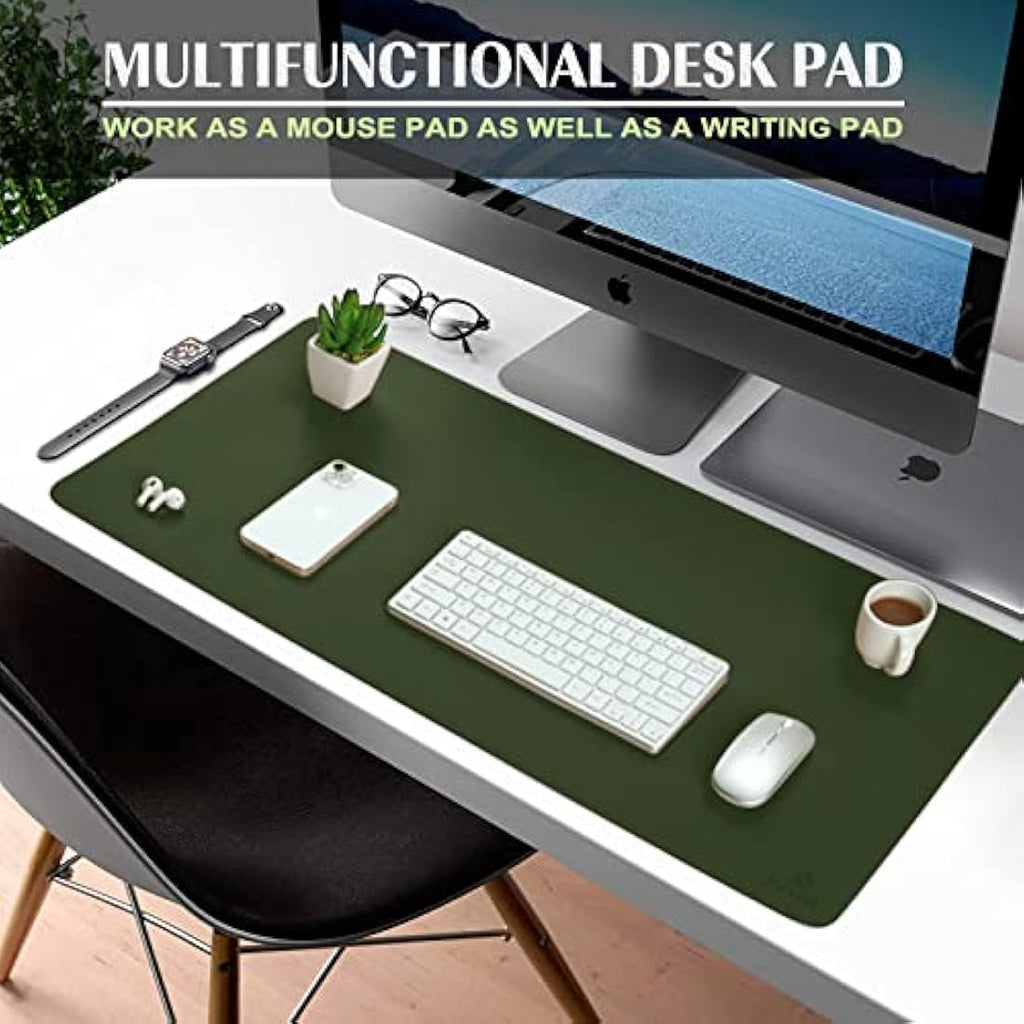 K KNODEL Leather Desk Mat | Office Mouse Pad & Writing Blotter, Dark Green