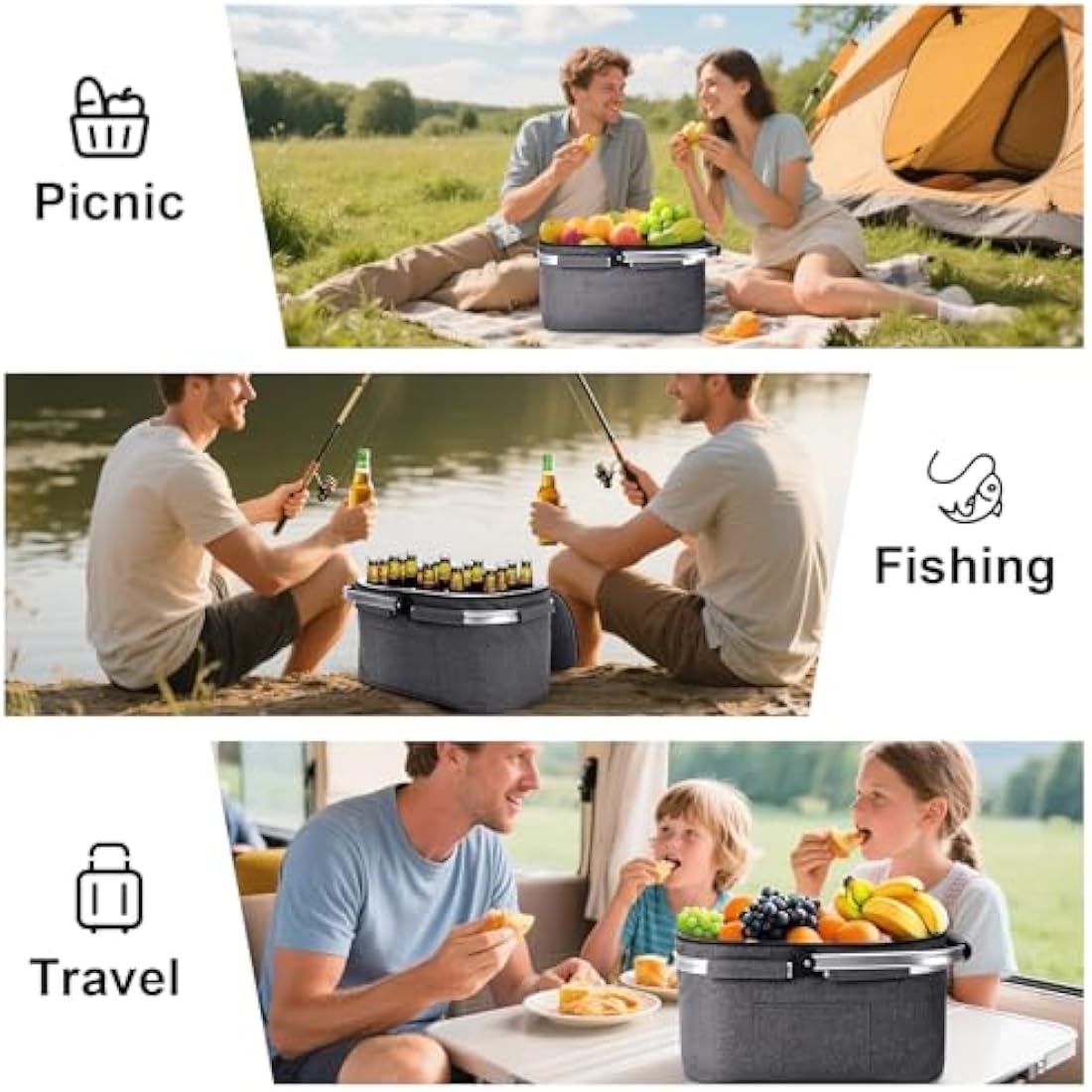 Insulated Picnic Basket | Foldable Leakproof Cooler Bag