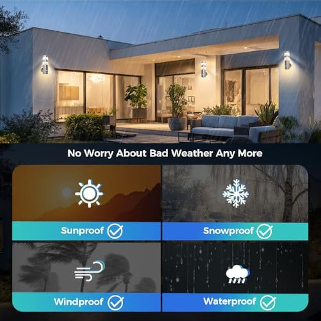 NBHANYUAN LED Outdoor Wall Light | SUS316 Stainless Steel PIR Sensor Lamp