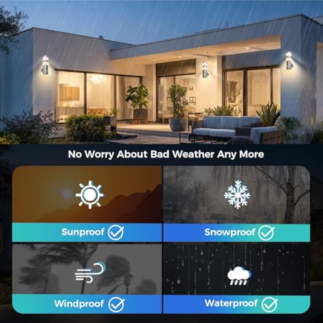 NBHANYUAN LED Outdoor Wall Light | SUS316 Stainless Steel PIR Sensor Lamp