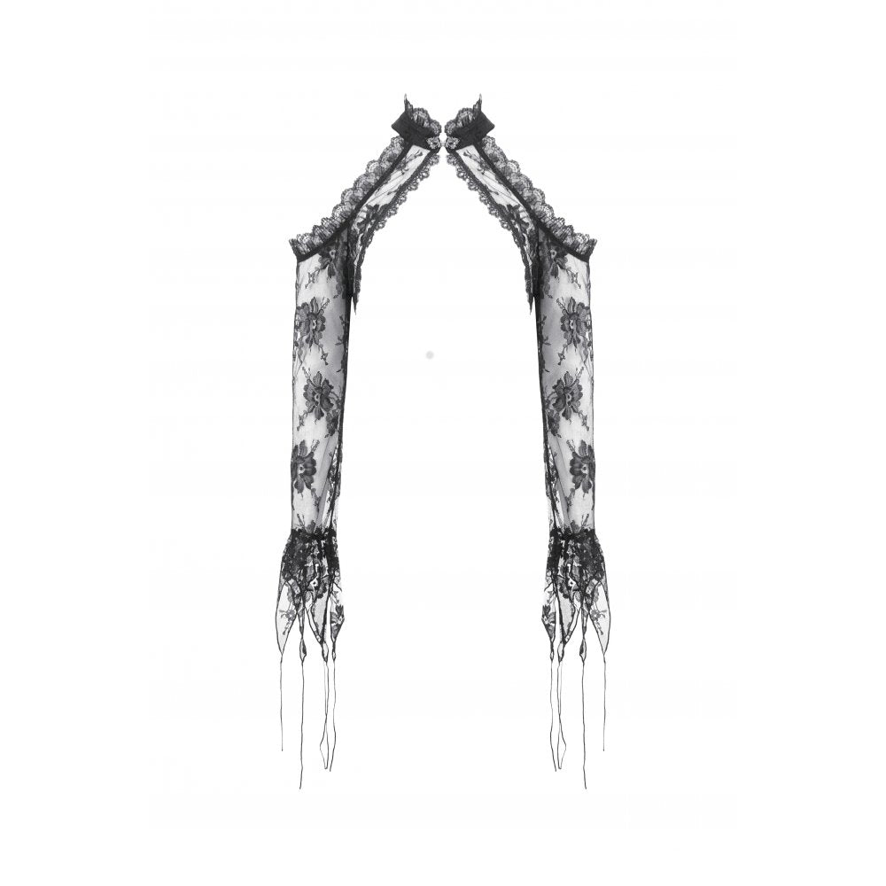 Dark in Love Thalassa Floral Lace Draped Arm Sleeves | Black Cotton
