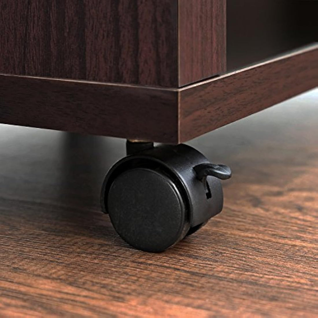 Furinno Petite Mobile Utility Cart with Drawer - Espresso Wood