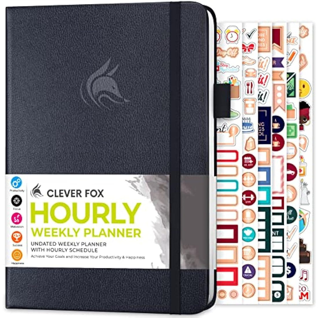 Clever Fox Undated Weekly Planner – A5 Grey Hourly Appointment Book