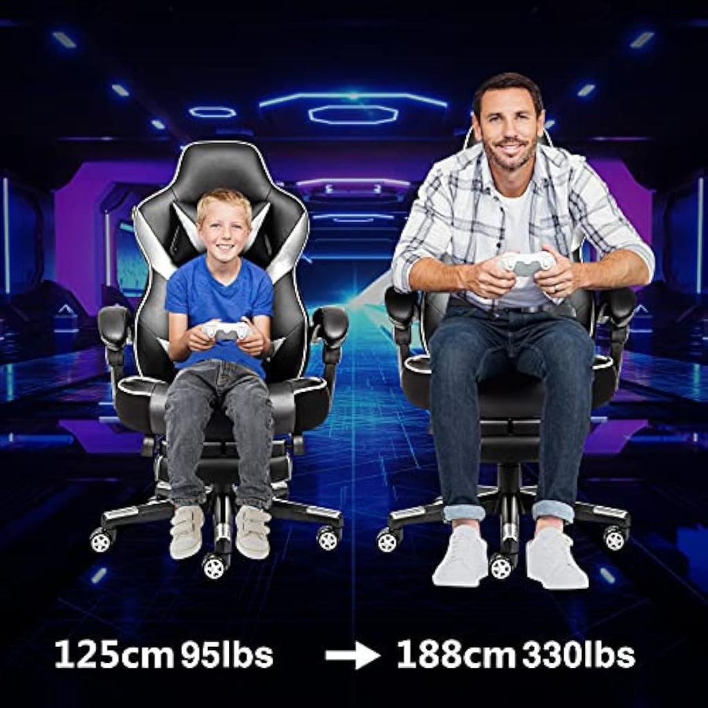 Fullwatt Gaming Chair with Footrest – Ergonomic PU Leather Desk Chair