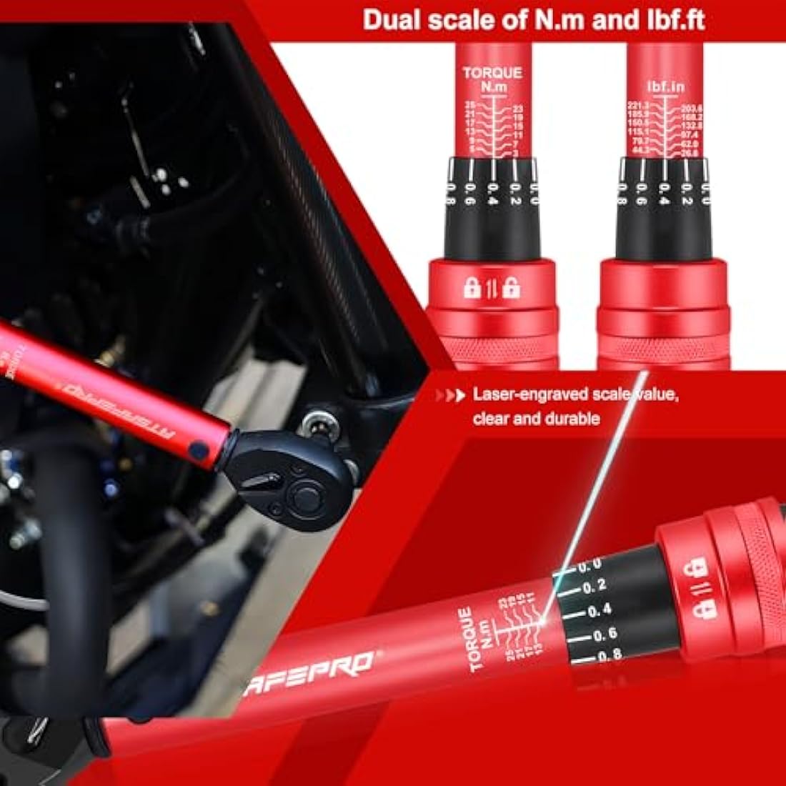 ATsafepro 1/4" Bike Torque Wrench Set | 3-25Nm High Precision Spanner