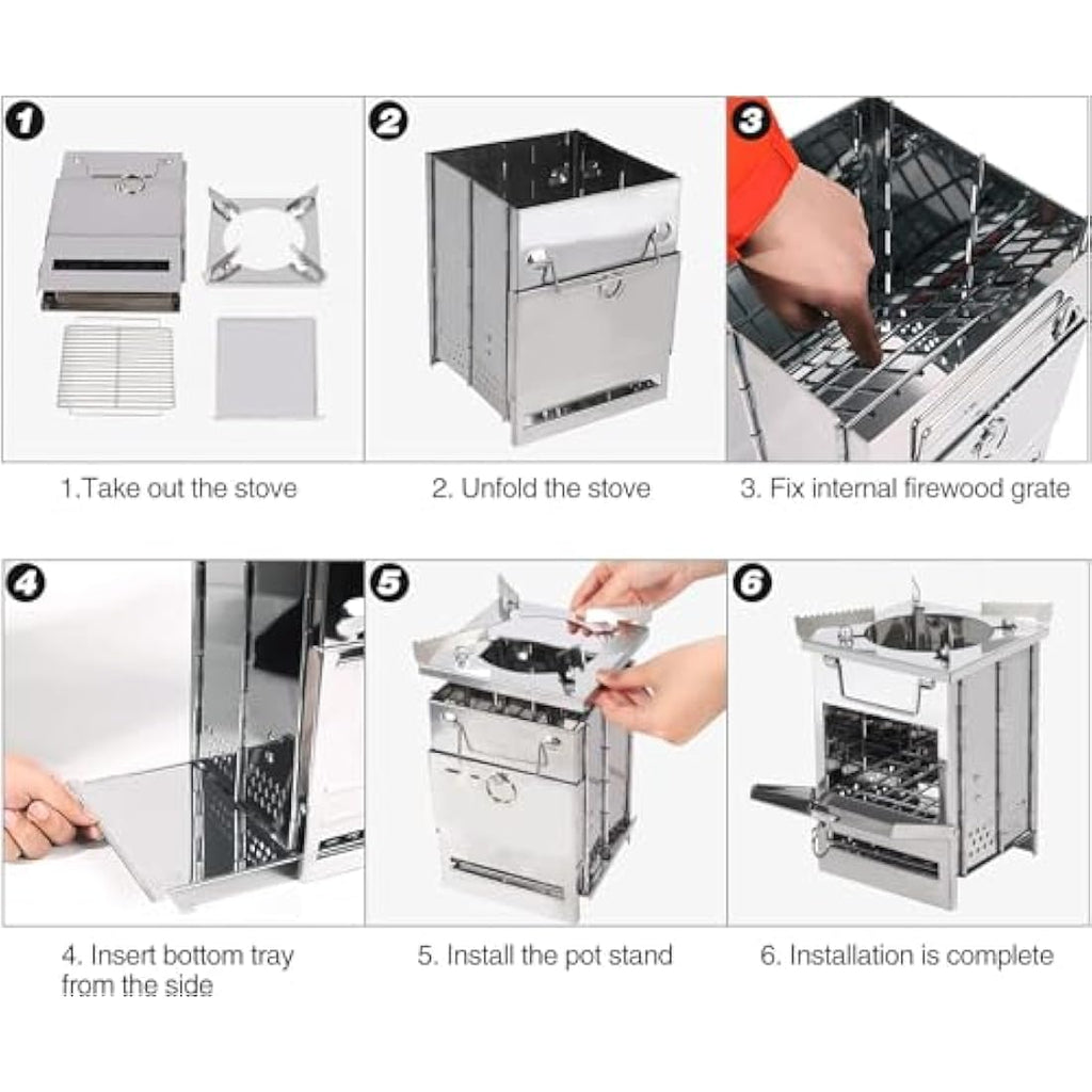 REDCAMP Wood Burning Camping Stove | Portable Stainless Steel Grill