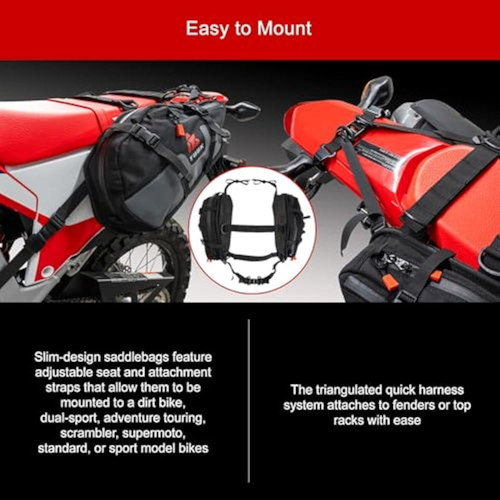 Tusk Traverse Rackless Pannier Bags - Durable Soft Motorcycle Luggage