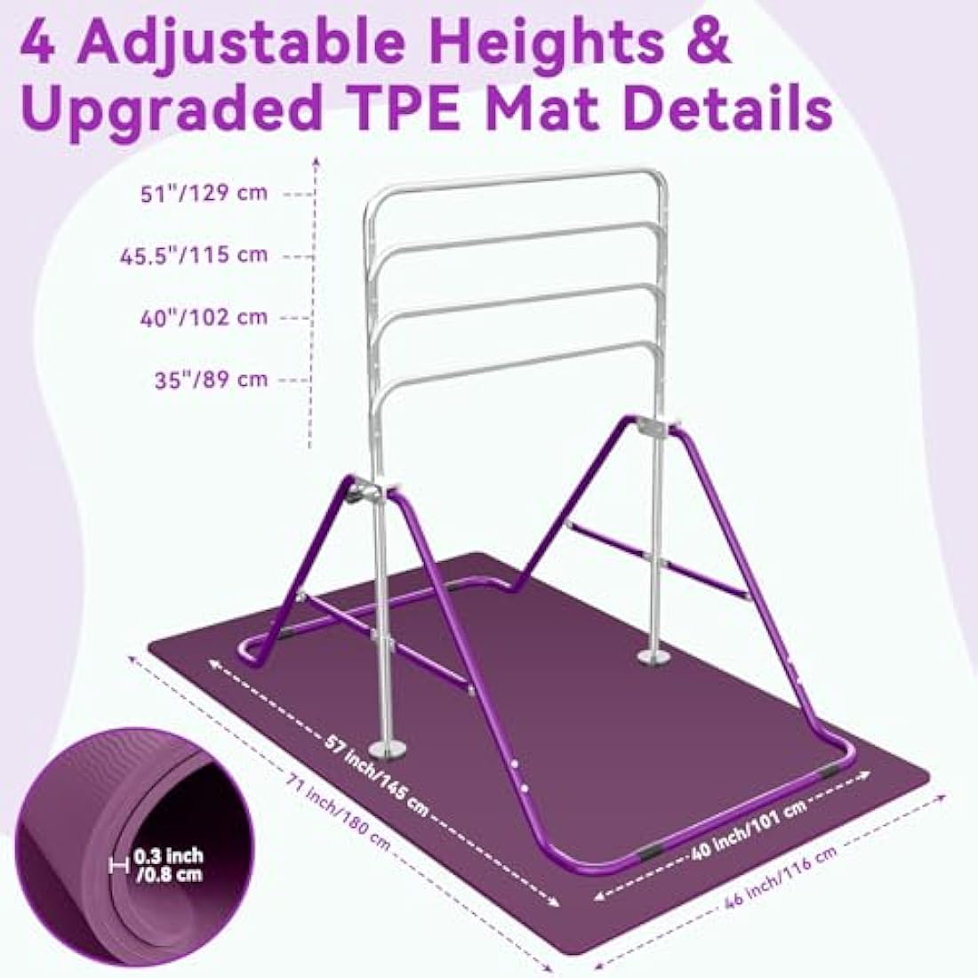 FBSPORT Kids Gymnastics Bar – Adjustable Folding Junior Training Bar