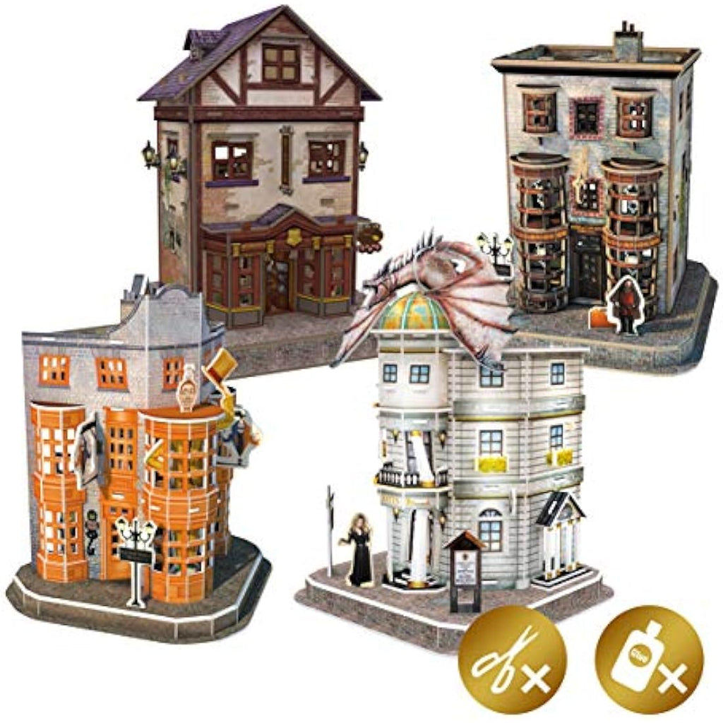 Harry Potter Diagon Alley 4-in-1 3D Puzzle Set | 273-Piece Model Kit