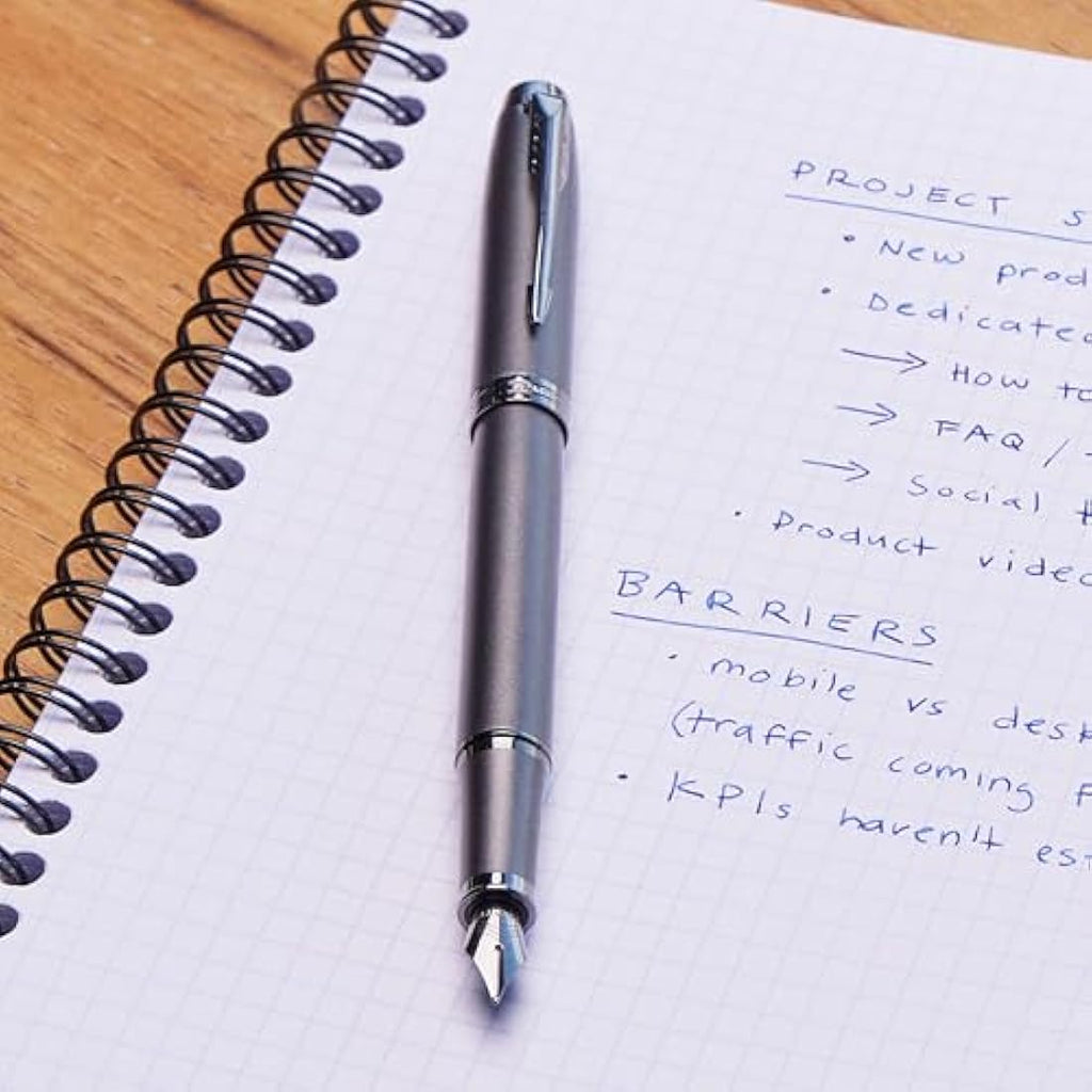 Parker IM Monochrome Fountain Pen - Gun Metal Finish - Fine Nib