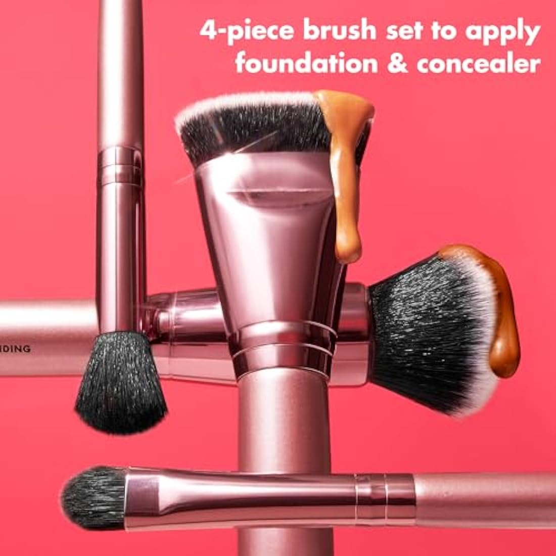 e.l.f. Complexion Perfection 4-Piece Face Brush Set, Synthetic Bristles