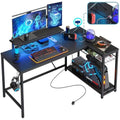 L-Shaped Gaming Desk – Carbon Fiber Workstation with LED & USB