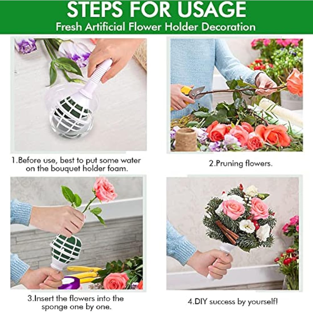 Jolof Store 6 Pack Floral Foam Bouquet Holders for DIY Wedding Flowers