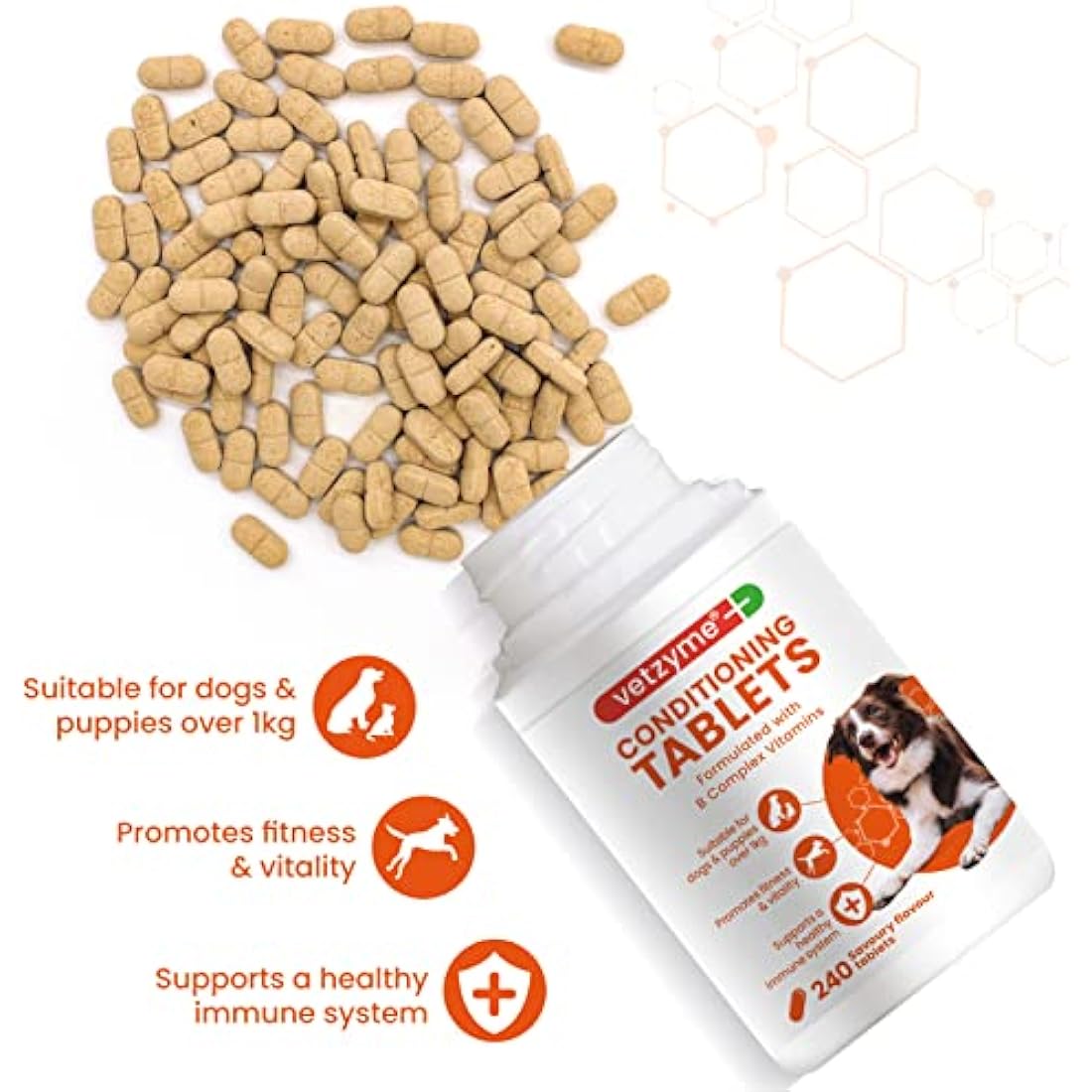 Vetzyme Once A Day Dog Conditioning Tablets | B-Complex (240 Count)