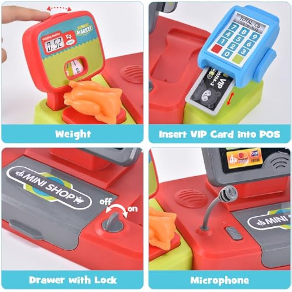 Kids Cash Register Toy Set with Shopping Trolley & Scanner